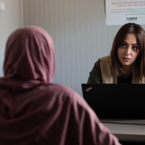 Libya. Refugees and asylum-seekers register for protection at UNHCR centre