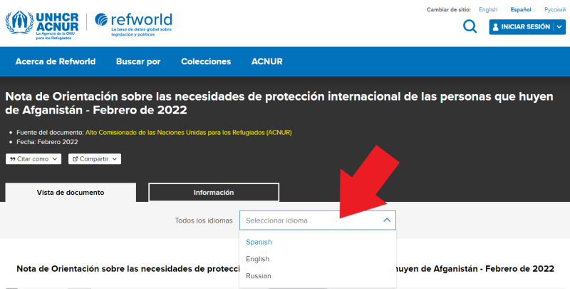 Captura de pantalla de la vista de un documento