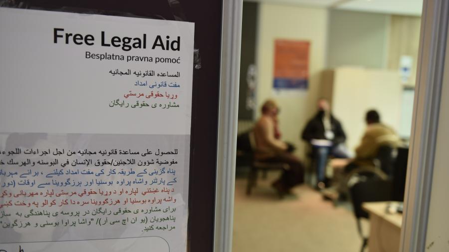 UNHCR's partner Vasa Prava BiH providing free legal aid to asylum-seekers in TRC Sedra in Cazin, Una Sana Canton